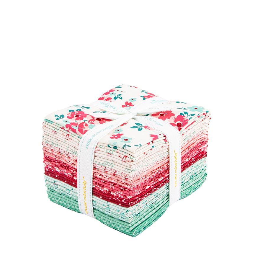 fat quarter bundle The Berry & Sage fabric collection by Lori Holt of Bee in My Bonnet for Riley Blake Designs is a vintage-inspired line characterized by a color palette of coral, tea rose, cherry, alpine, latte, and sage. The collection features a mix of delicate florals, calicos, geometrics, and plaids