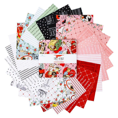 Fabric Valentines PRECUTS: Fat Quarter Bundle Collection Take Heart from Riley Blake