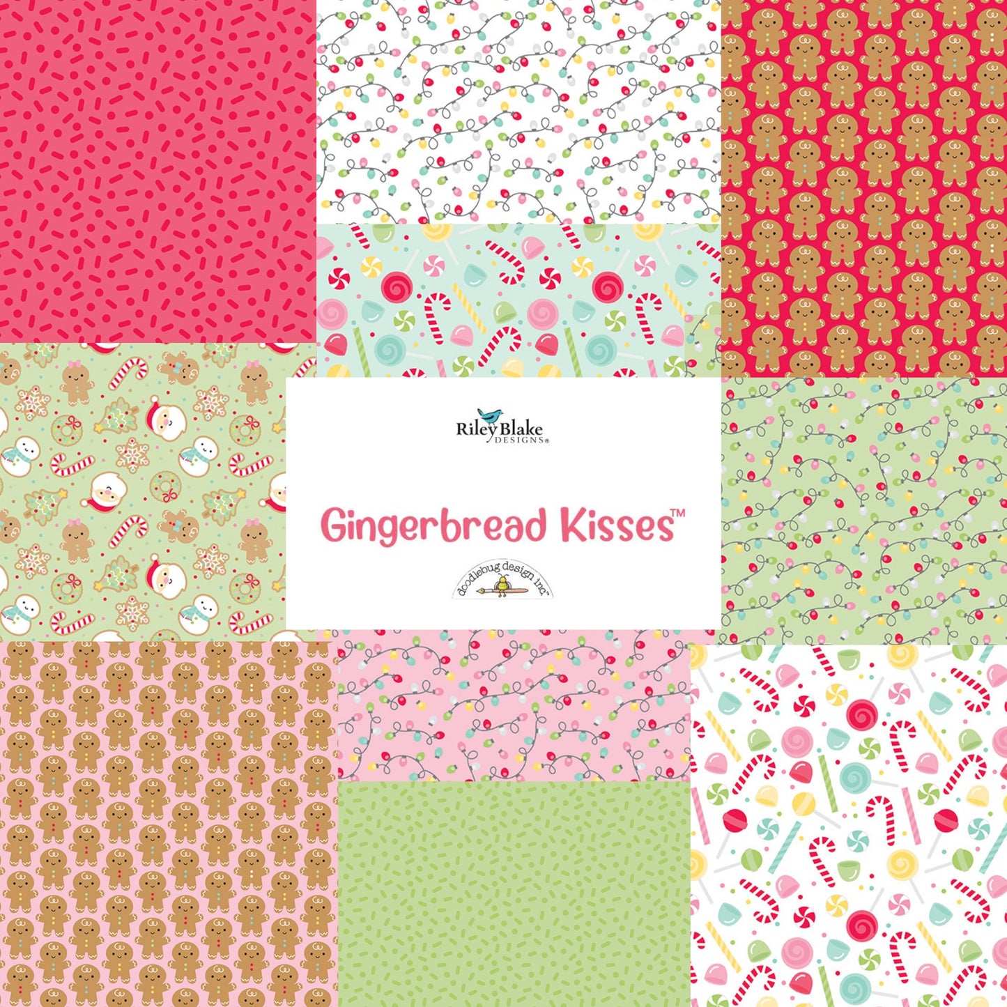 Fabric Christmas BUNDLES: Collection Gingerbread Kisses from Riley Blake