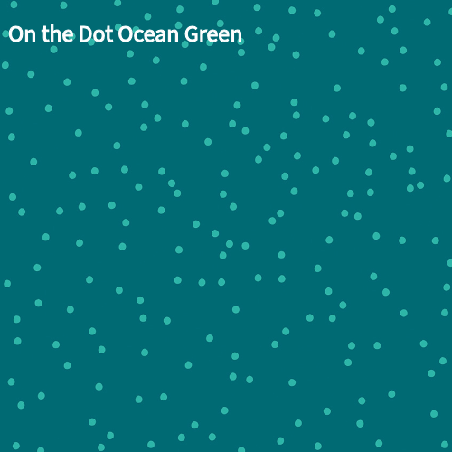 cotton fabric Pattern of small white dots on a teal background pattern name 'On the Dot Ocean Green. 