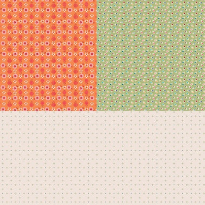 cotton fabric collage Four different patterned fabric swatches