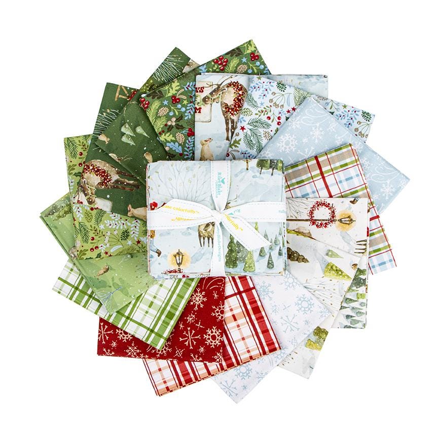Fabric Christmas PRECUTS: Fat Qrtr Bundle Collection Santas Tree Farm from Riley Blake