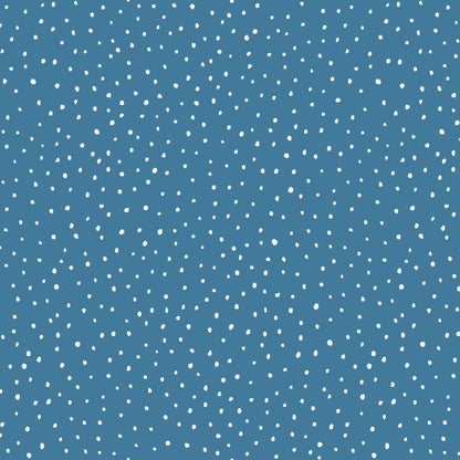 This pattern is dots  blue from The Jubilant fabric collection, which is a summer-theme inspired by outdoor picnics and vintage celebration. Collection offers color of navy, red, blue, sand, cream with patterns Bold Florals: Inspired by summer gardens and vintage charm. Classic Gingham: Traditional checked patterns suitable for picnic-themed projects. Sweet Cherries: Playful fruit motifs that emphasize the summer theme. Dots and Spots: Geometric accents to complement the larger focal prints.