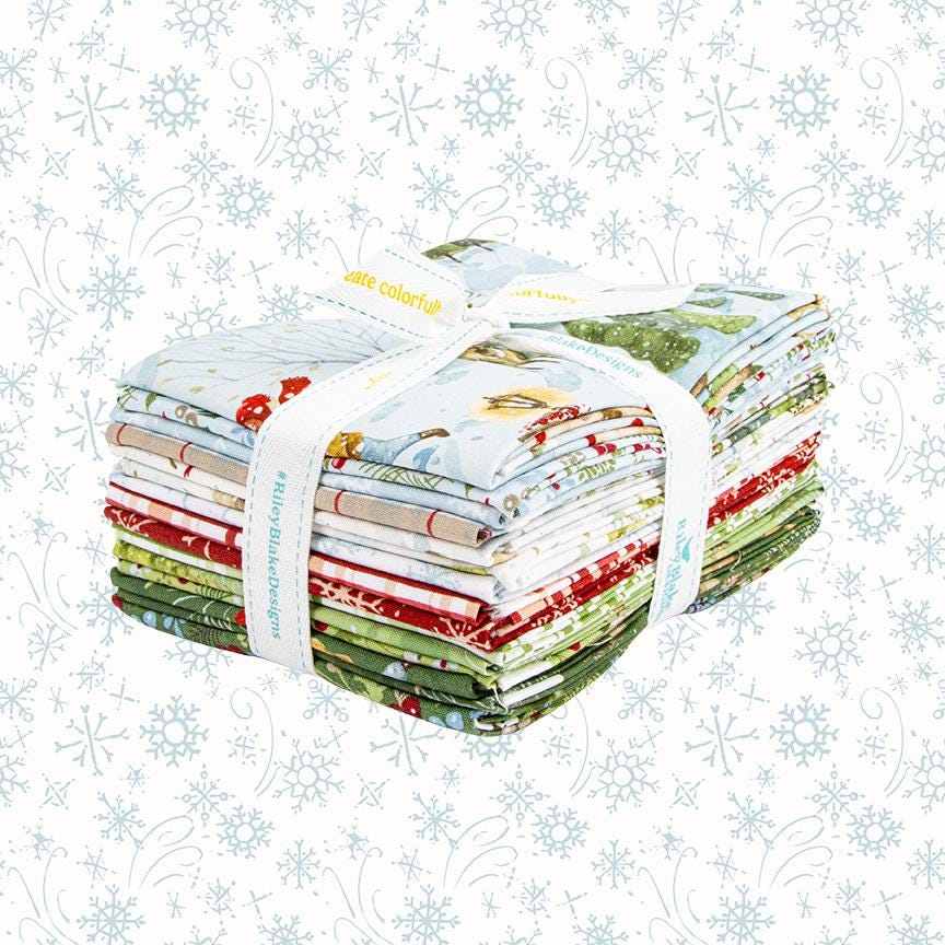 Fabric Christmas PRECUTS: Fat Qrtr Bundle Collection Santas Tree Farm from Riley Blake