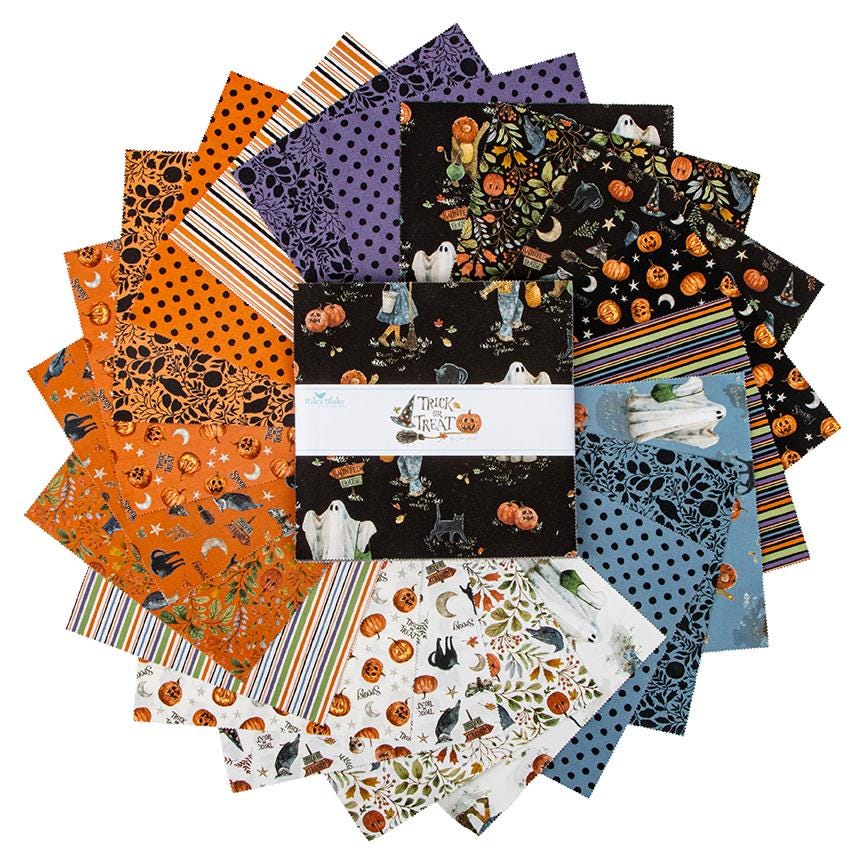 Fabric Halloween PRECUTS: 10" Stacker Collection Trick or Treat from Riley Blake