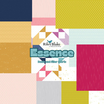 Essence by Fran Gulick for Riley Blake Designs is a vibrant, modern fabric collection designed to serve as a versatile "blender" line for quilters. The collection focuses on bold geometric shapes and clean lines. The color Palette is a vibrant mix including Pink, Yellow, Blue, Magenta, Fuchsia, Navy, Gray, and various citrus hues. The collection includes 30 primary prints, a "cheater" panel (Starlet), and several blender-style prints.