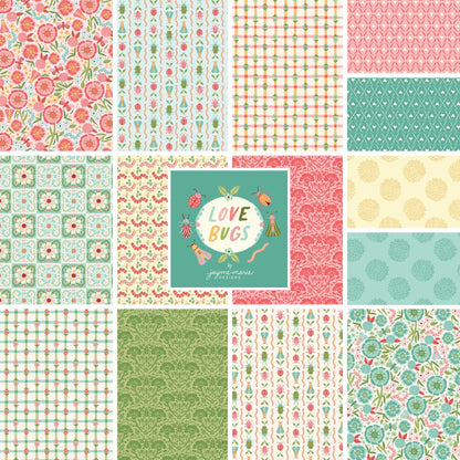 LOVE BUGS" 100% organic cotton fabric collection from Cloud9, spring theme  bugs and flowers. 
