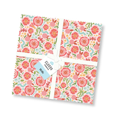 LOVE BUGS" 100% organic cotton fabric collection from Cloud9, 10" stacker bundle  spring theme  bugs and flowers. 