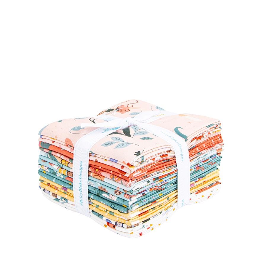 cotton fabric thimbelina collection from riley blake  fat quarter bundle floral and whimsical patterns depicting a fantasy theme combined with sewing   