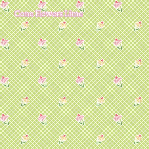 Fabric Pattern Cone Flower (Lime, White & Orange): A bold, graphic, and playful wildflower pattern celebrating blooming cone flowers. The Summer Skies and Fire Flies Collection by Gracey Larson for Riley Blake Designs is inspired by nostalgic, warm summer evenings. The fabric line captures the charm of twinkling stars, picnic lunches, and fireflies dancing at dusk 