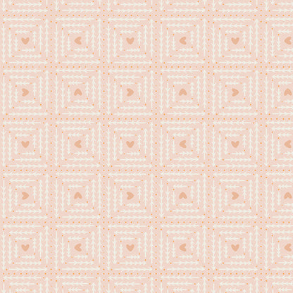 Fabric pattern Quilted Pines (SBC-FF-3111): Geometric pattern composed of stylized, patchwork-style Christmas trees and evergreen shapes from the frost and Fir Collection  by Sewcial Bee Collective for Art Gallery Fabrics , 100% premium cotton winter collection (125g/sqm, 44-45" wide) celebrating cozy nights, snowy alpine adventures, and the first snowfall with icy blues, blush pinks, sage greens, teal, and plum.