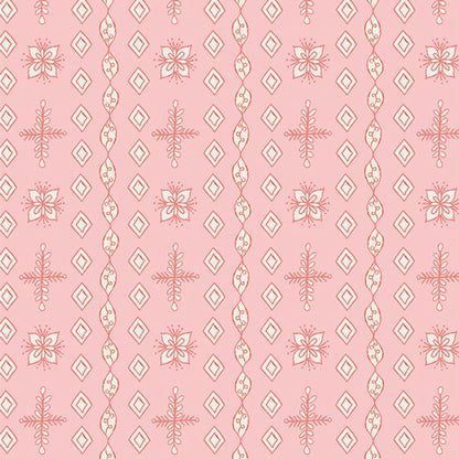 Fabric pattern Sugarplum Lace (SBC-FF-3121): Intricate, lace-like geometric prints inspired by frost patterns from the frost and Fir Collection  by Sewcial Bee Collective for Art Gallery Fabrics , 100% premium cotton winter collection (125g/sqm, 44-45" wide) celebrating cozy nights, snowy alpine adventures, and the first snowfall with icy blues, blush pinks, sage greens, teal, and plum.