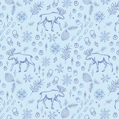 Fabric pattern Tundra Trails (SBC-FF-3123): Linear, textural coordinates mimicking paths through snowy fields from the frost and Fir Collection  by Sewcial Bee Collective for Art Gallery Fabrics , 100% premium cotton winter collection (125g/sqm, 44-45" wide) celebrating cozy nights, snowy alpine adventures, and the first snowfall with icy blues, blush pinks, sage greens, teal, and plum.