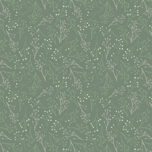Fabric patternWinterberry (SBC-FF-3131): Festive print highlighting seasonal winter berries and small foliage. from the frost and Fir Collection  by Sewcial Bee Collective for Art Gallery Fabrics , 100% premium cotton winter collection (125g/sqm, 44-45" wide) celebrating cozy nights, snowy alpine adventures, and the first snowfall with icy blues, blush pinks, sage greens, teal, and plum.