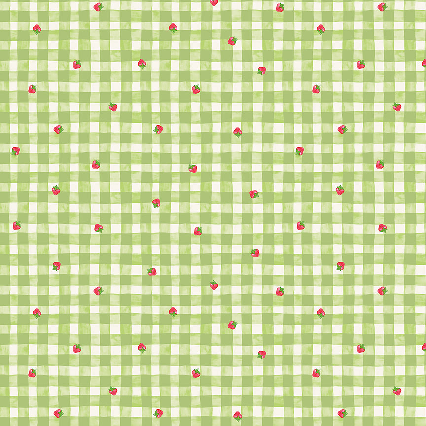 fabric pattern gingham in Colorways:  Pink (C18561-PINK), Green (C18561-GREEN) Red (C18562-RED) from the fabric collection the world of strawberry shortcake. Description: A classic, vintage-style small checkerboard/ gingham check coordinate that pairs seamlessly with the character prints.