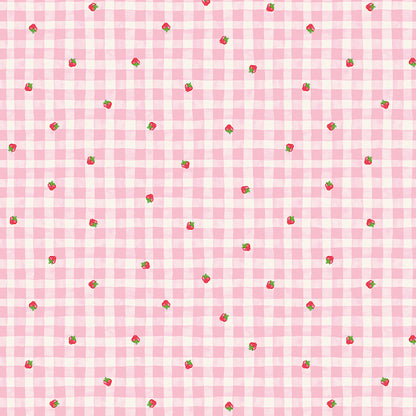 fabric pattern gingham in Colorways:  Pink (C18561-PINK), Green (C18561-GREEN) Red (C18562-RED) from the fabric collection the world of strawberry shortcake. Description: A classic, vintage-style small checkerboard/ gingham check coordinate that pairs seamlessly with the character prints.