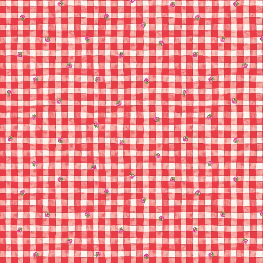 fabric pattern gingham in Colorways:  Pink (C18561-PINK), Green (C18561-GREEN) Red (C18562-RED) from the fabric collection the world of strawberry shortcake. Description: A classic, vintage-style small checkerboard/ gingham check coordinate that pairs seamlessly with the character prints.
