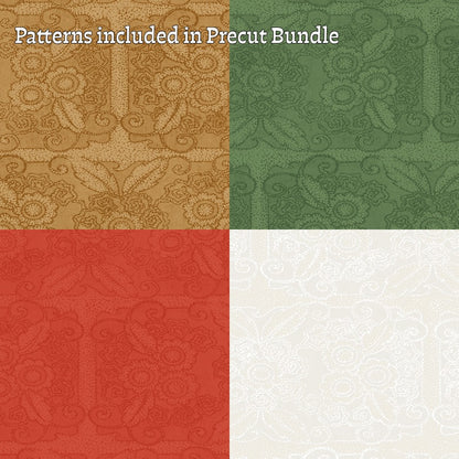 fabric patterns from The Gingerbread fabric collection from Riley Blake Designs, designed by J. Wecker Frisch, is a nostalgic, vintage-inspired holiday line celebrating the sweet tradition of Christmas cookie baking. The theme includes Antique lace patterns, classic illustrations, and soft watercolor elements layered together for a timeless look. The color palette has Warm browns, creamy whites, vibrant reds, forest greens, subtle blues, and occasional dark backgrounds.
