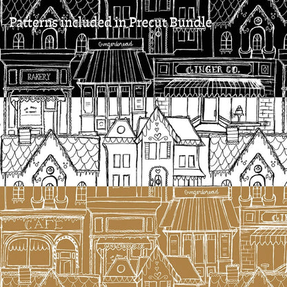 fabric patterns from The Gingerbread fabric collection from Riley Blake Designs, designed by J. Wecker Frisch, is a nostalgic, vintage-inspired holiday line celebrating the sweet tradition of Christmas cookie baking. The theme includes Antique lace patterns, classic illustrations, and soft watercolor elements layered together for a timeless look. The color palette has Warm browns, creamy whites, vibrant reds, forest greens, subtle blues, and occasional dark backgrounds.