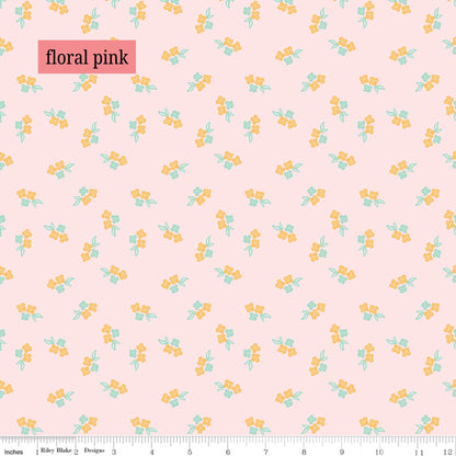 Fabric Pattern Floral (Yellow, Pink & Lime): Cheerful, scattered calico-style blooms that perfectly capture the sunny palette of a summer garden. The Summer Skies and Fire Flies Collection by Gracey Larson for Riley Blake Designs is inspired by nostalgic, warm summer evenings. The fabric line captures the charm of twinkling stars, picnic lunches, and fireflies dancing at dusk 