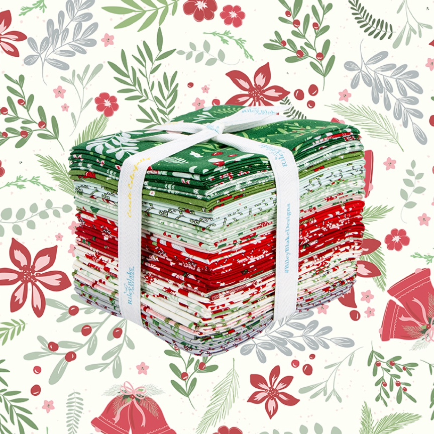 Fabric Christmas PRECUTS: Fat Qtr Bundle Mistletoe & Holly Riley Blake