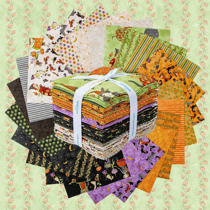 Fabric Halloween PRECUTS: Fat Qtr Bundle Ghoul Friends Riley Blake