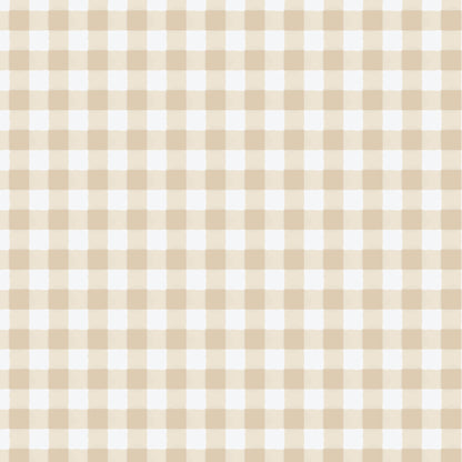 This pattern is gingham sand from The Jubilant fabric collection, which is a summer-theme inspired by outdoor picnics and vintage celebration. Collection offers color of navy, red, blue, sand, cream with patterns Bold Florals: Inspired by summer gardens and vintage charm. Classic Gingham: Traditional checked patterns suitable for picnic-themed projects. Sweet Cherries: Playful fruit motifs that emphasize the summer theme. Dots and Spots: Geometric accents to complement the larger focal prints.