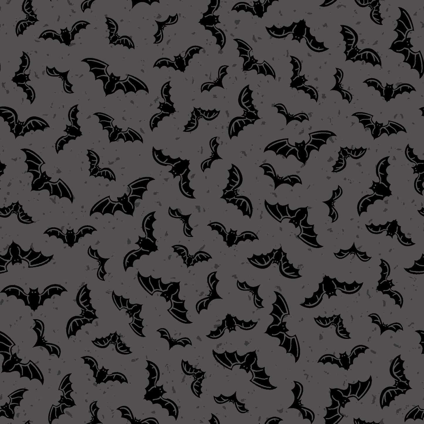 goth gardens fabric collection halloween Pattern of black bats on a dark gray background