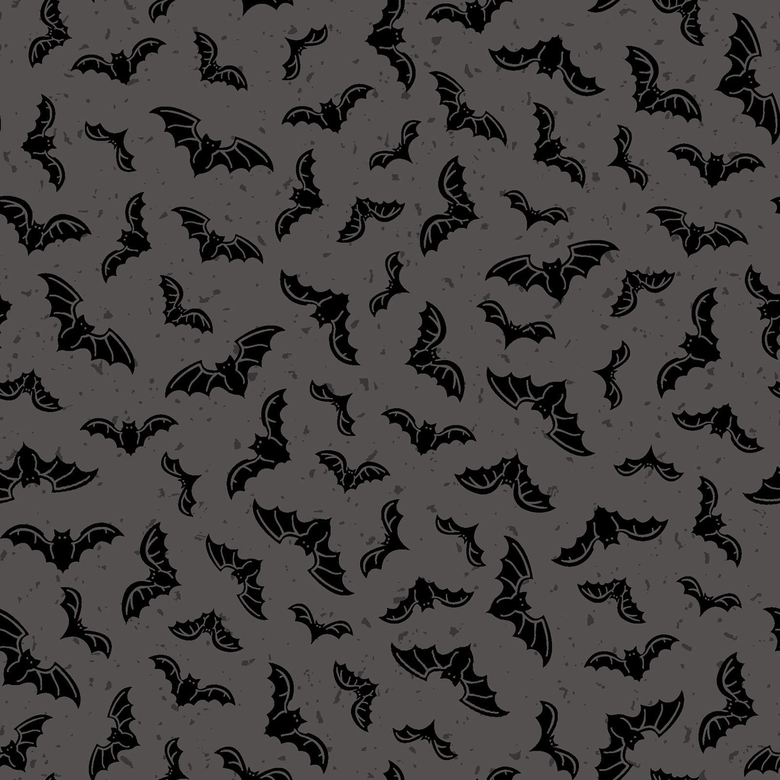 goth gardens fabric collection halloween Pattern of black bats on a dark gray background