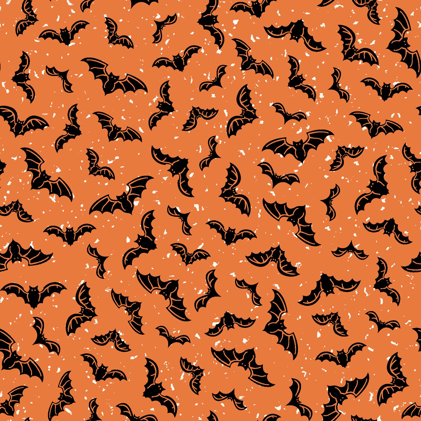 goth gardens fabric collection halloween Pattern of black bats on an orange background