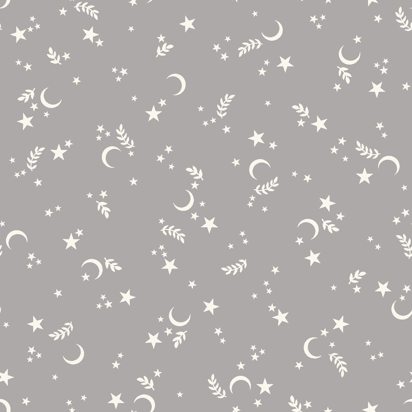 goth gardens cotton fabric collection halloween pattern with  White celestial pattern of stars and moons on a gray background