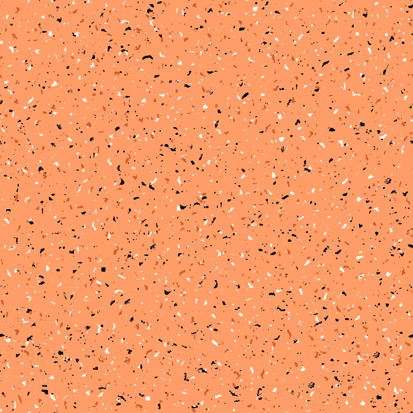 goth gardens fabric collection halloween, this pattern is seamless featuring an orange background speckled with small, irregular shapes in white, gray, and muted orange. The design has a terrazzo-like appearance, offering a modern and textured aesthetic.