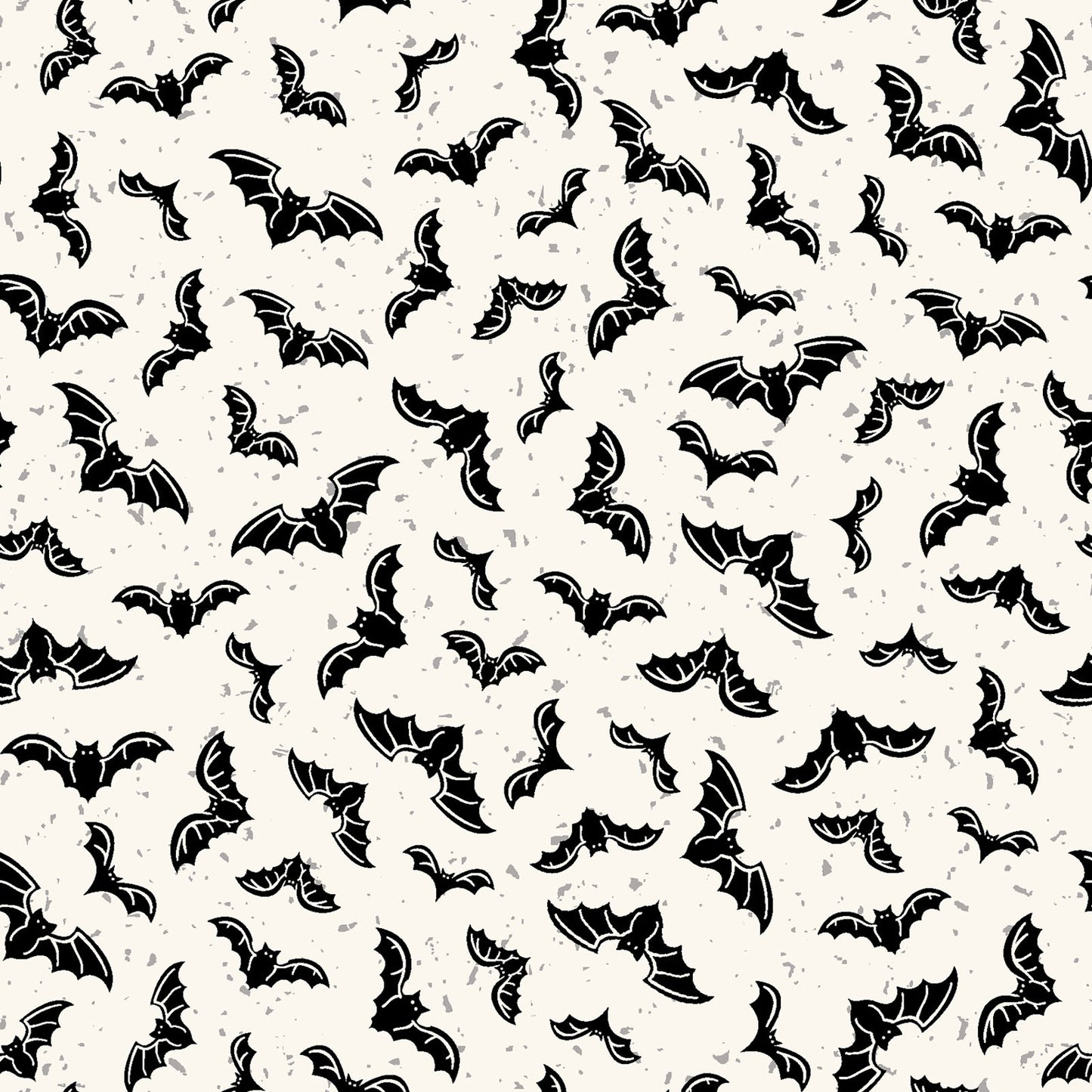 goth gardens fabric collection halloween Pattern of black bats on a white background