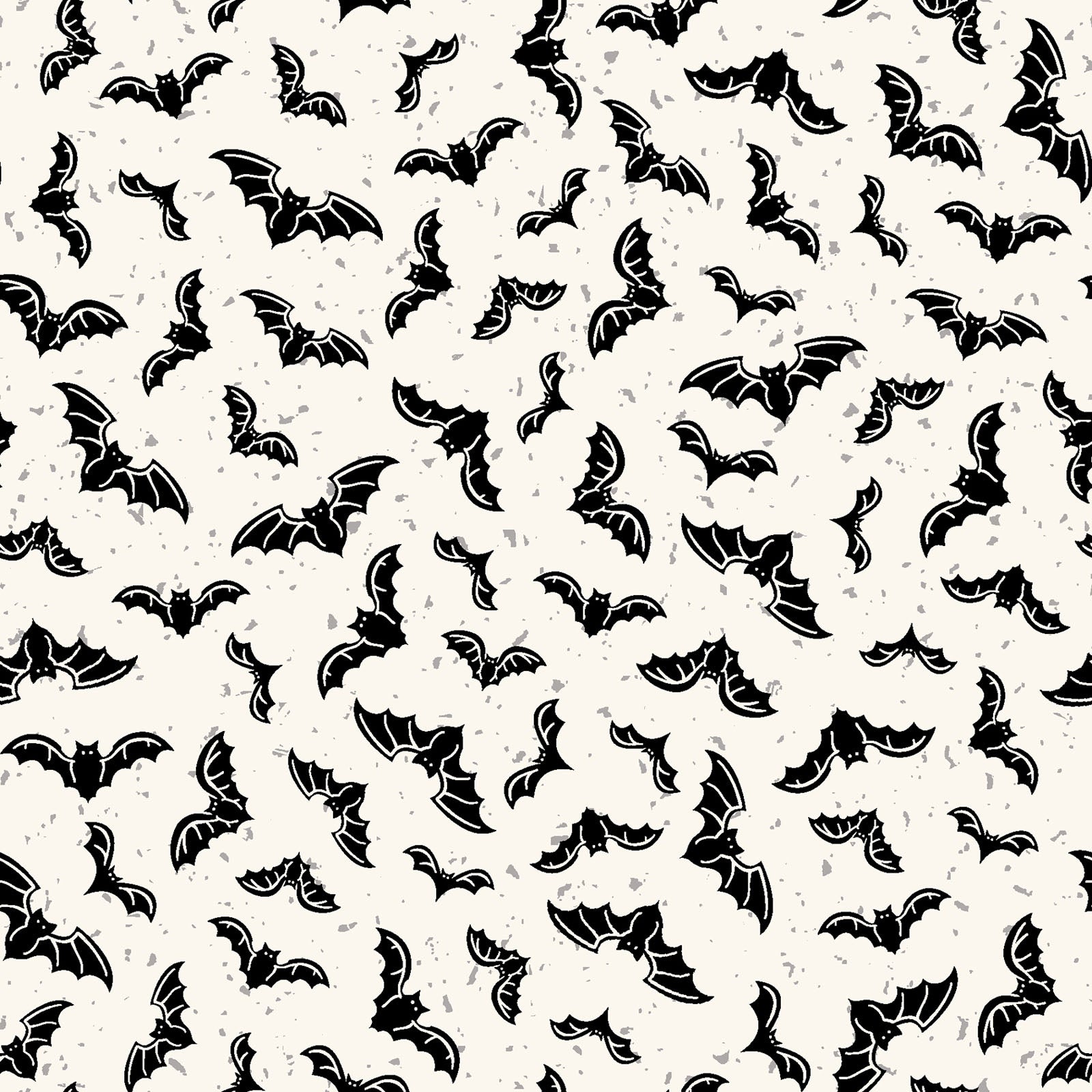 goth gardens fabric collection halloween Pattern of black bats on a white background