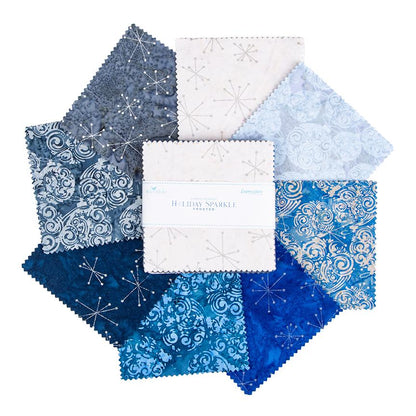 This holiday collection features unique, handcrafted batik prints ethically sourced and hand-dyed by master artisans in Indonesia. The "Frosted" colorway highlights cool winter blue, grey and white, soft icy accents, and subtle sparkling highlights reminiscent of a frosty holiday morning.