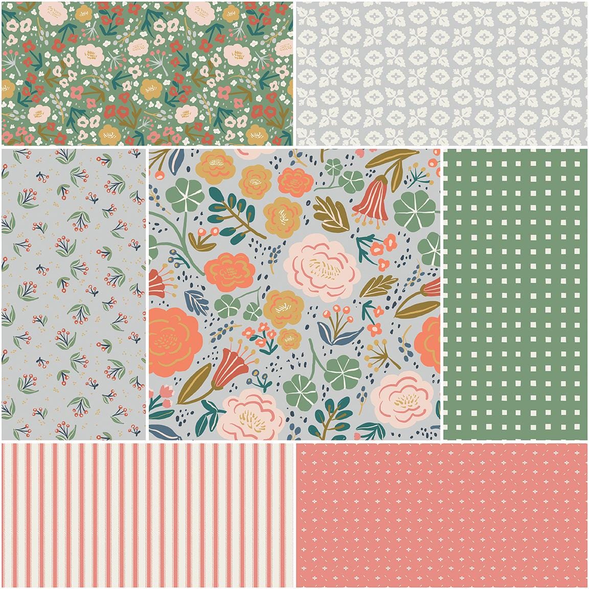 The Ivy Reese fabric collection by Deena Rutter for Riley Blake Designs celebrates cherished memories and warm, nature-inspired motifs. It features a nostalgic yet fresh mix of whimsical florals, geometric patterns, and classic styling.