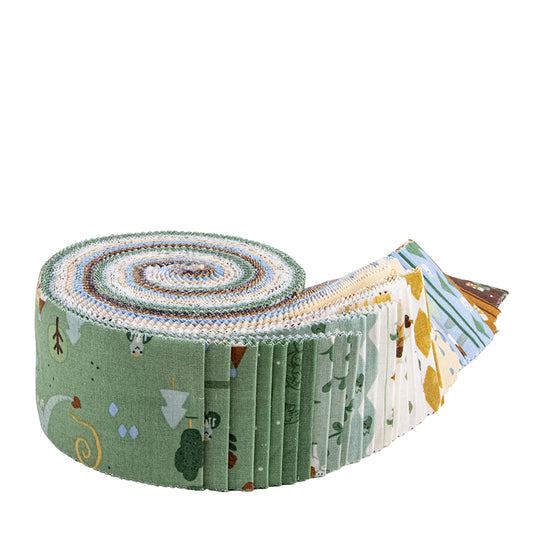 Faraway Kingdom by Natàlia Juan Abelló for Riley Blake Designs features knights on horseback, playful dragons, castles, and enchanted frogs. The rolie polie includes 40 pieces of 2 1/2" precut strips  each pattern will be included 2-3 times. - 100% cotton fabric - Great for quilting, apparel and home decor. - Machine Wash Cold/Tumble Dry Low. 