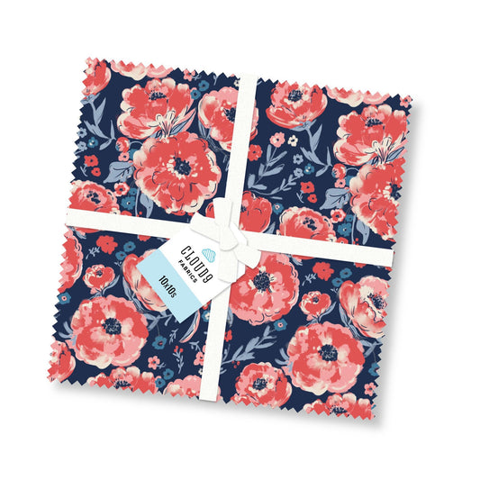 The Jubilant fabric collection by Alison Janssen for Cloud9 Fabrics is a summer-themed, organic cotton line inspired by outdoor picnics and vintage celebrations. The collection features a fresh, modern palette of navy, red, blue, sand, and cream.
