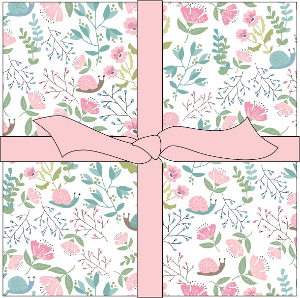 Le Petite Escargot 5" Charm packs from Poppie Cotton. Take a leisurely stroll through a dreamy garden with Le Petit Escargot, a soft and playful fabric collection. With a charming mix of a florals, patterns, and curious snails; this collection captures the quiet magic of slow, simple moments. Perfect for quilts, fun projects, nursery décor, and anyone who appreciates a gentle, storybook aesthetic. Le Petit Escargot is a sweet reminder to slow down and savor the beauty in every stitch.