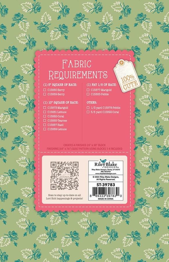 The Piece & Plenty Quilt Seeds™ Patterns by Lori Holt is a pattern series for 4 different basket quilt blocks filed with bright flowers. Each one  has instructions to make 1 block, just add fabric. No templates are required. Each block finishes at 24" x 30" and uses traditional piecing techniques. Collect all 4 of these beautiful seed packets in their keepsake packaging. Optional quilt finishing instructions will be included in each packet. Seed packet size is approximately 6 1/2" x 9 1/2".