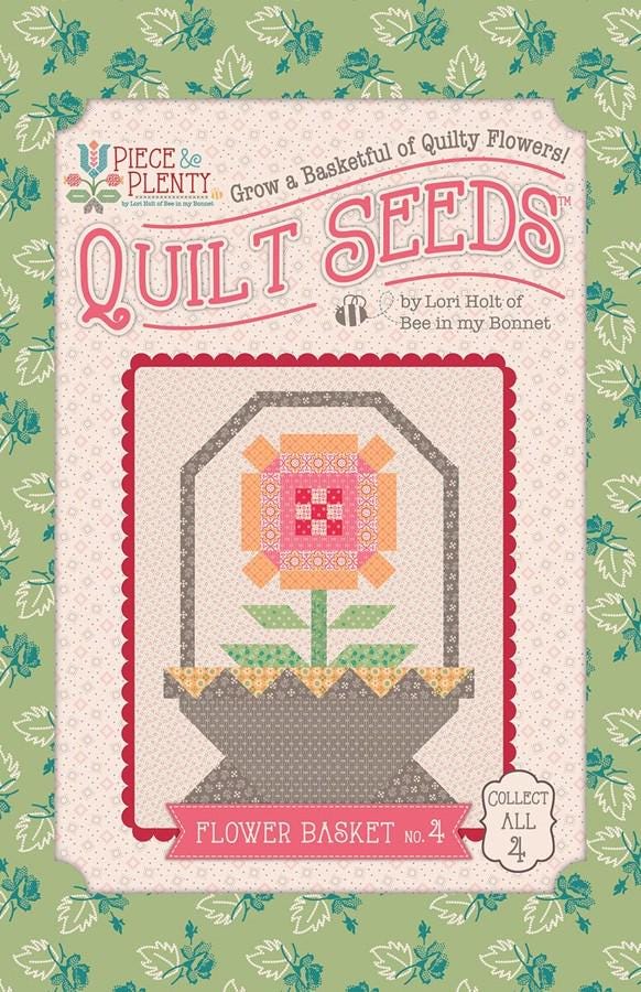 The Piece & Plenty Quilt Seeds™ Patterns by Lori Holt is a pattern series for 4 different basket quilt blocks filed with bright flowers. Each one  has instructions to make 1 block, just add fabric. No templates are required. Each block finishes at 24" x 30" and uses traditional piecing techniques. Collect all 4 of these beautiful seed packets in their keepsake packaging. Optional quilt finishing instructions will be included in each packet. Seed packet size is approximately 6 1/2" x 9 1/2".