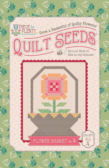 The Piece & Plenty Quilt Seeds™ Patterns by Lori Holt is a pattern series for 4 different basket quilt blocks filed with bright flowers. Each one  has instructions to make 1 block, just add fabric. No templates are required. Each block finishes at 24" x 30" and uses traditional piecing techniques. Collect all 4 of these beautiful seed packets in their keepsake packaging. Optional quilt finishing instructions will be included in each packet. Seed packet size is approximately 6 1/2" x 9 1/2".