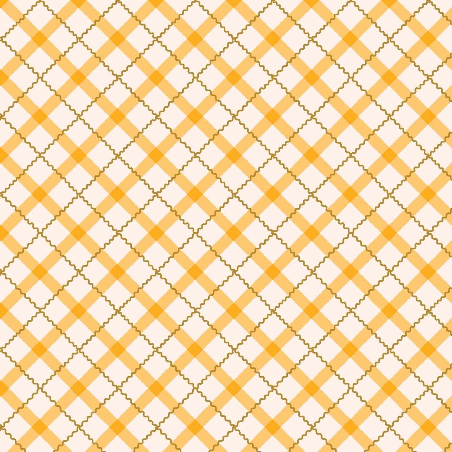 100% organic cotton fabric with Yellow and white geometric pattern