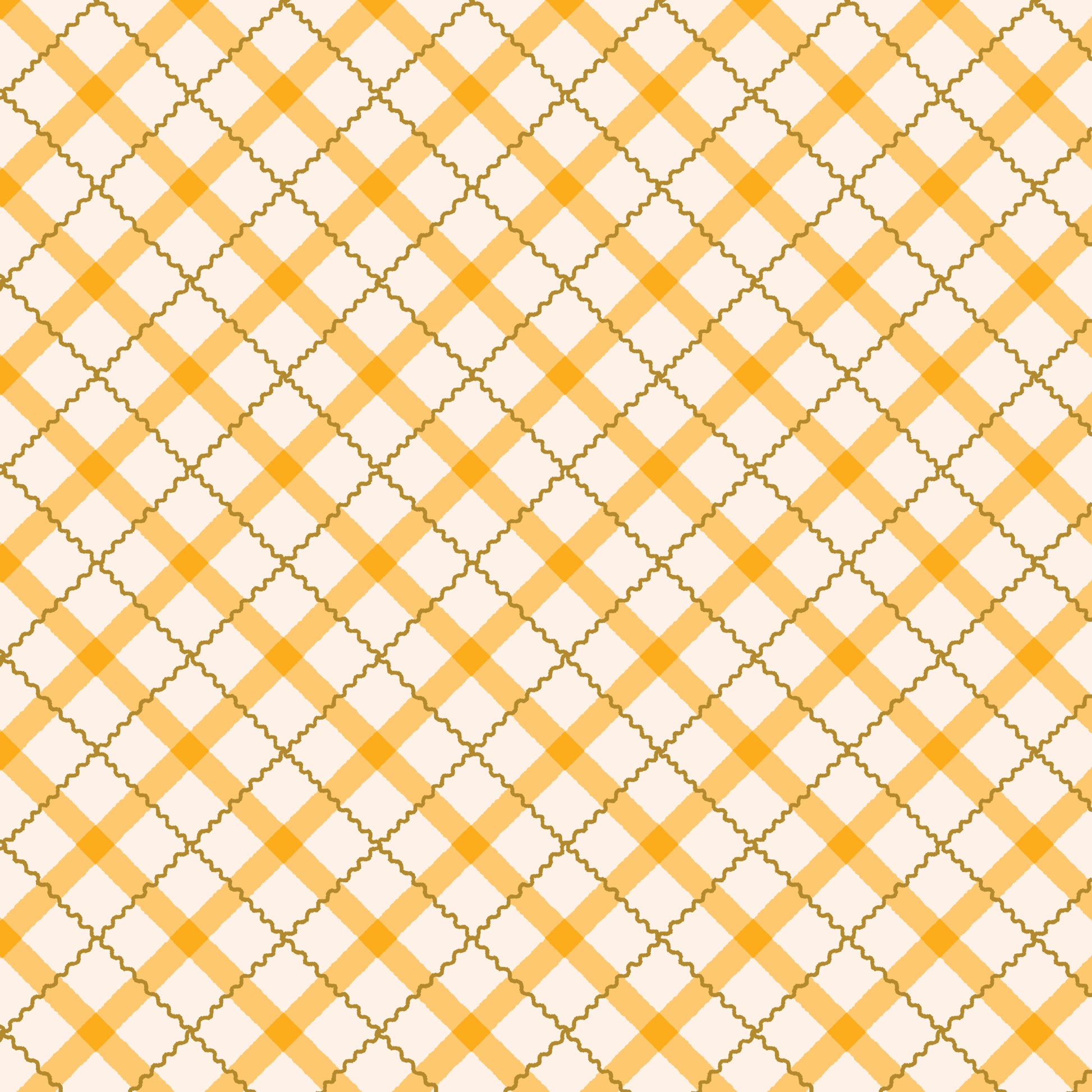 100% organic cotton fabric with Yellow and white geometric pattern