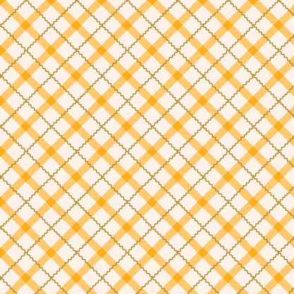 100% organic cotton fabric with Yellow and white geometric pattern