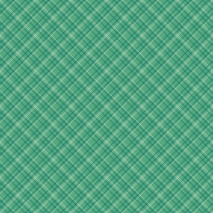 Image shows pattern Homespun (Alpine): A textured, criss cross, woven-look fabric pattern. Fabric patterns are from The Berry & Sage fabric collection by Lori Holt for Riley Blake Designs which is a vintage-inspired line  characterized by a color palette of coral, tea rose, cherry, alpine, latte, and sage.