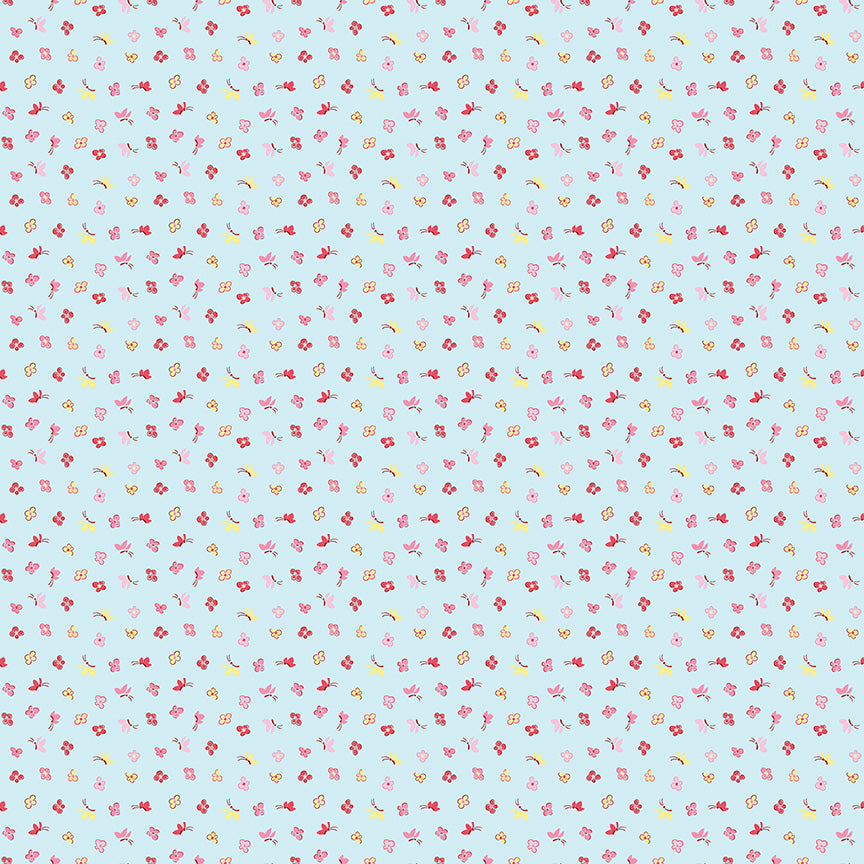 pattern butterfly floral blue from the Love Notes collection by Lindsay Wilkes of the Cottage Mama for Riley Blake Designs. 