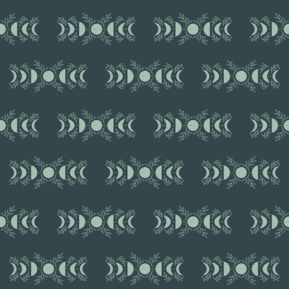 Pattern from the fabric collection The Apothecary, the one shown is Celestial (backgrounds in Gold, Teal): A celestial-themed print with stars, moons, and constellations, capturing a "night sky" aesthetic.. Designed by Amber Elliot of Alderwood Studio for Riley Blake Designs, is a whimsical, "witchy" fall collection inspired by vintage apothecary shops.