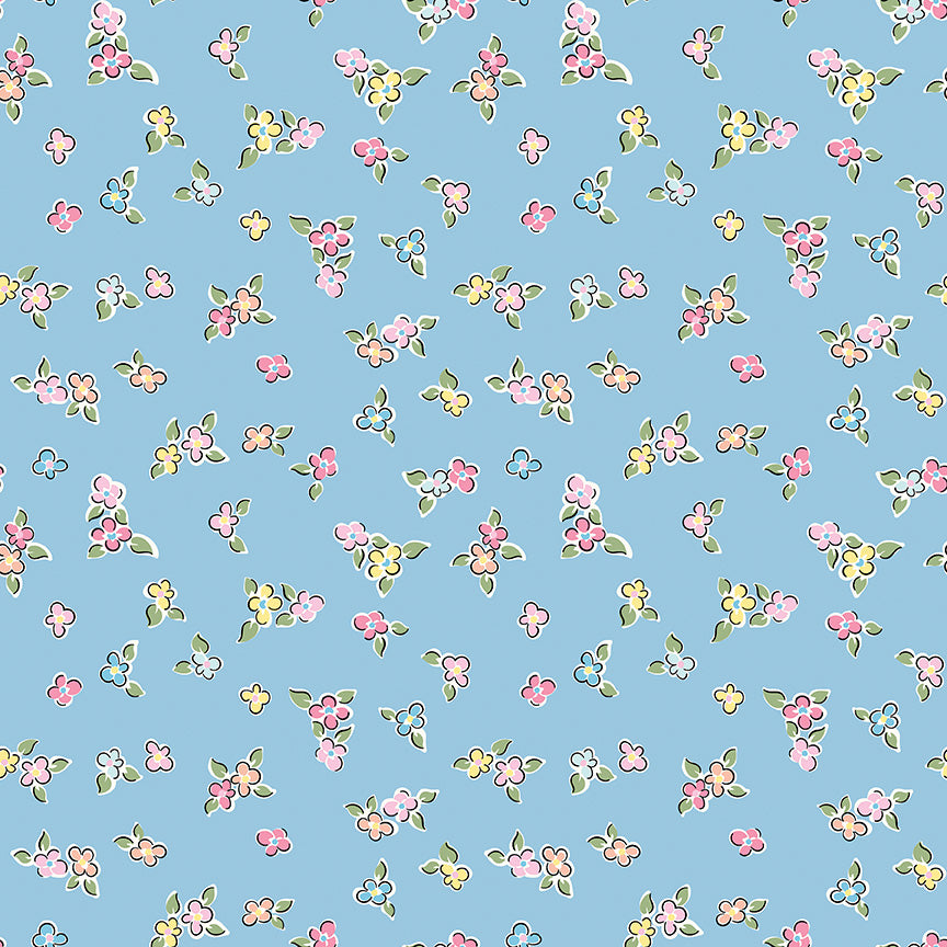 pattern flowers blue from the Love Notes collection by Lindsay Wilkes of the Cottage Mama for Riley Blake Designs. 