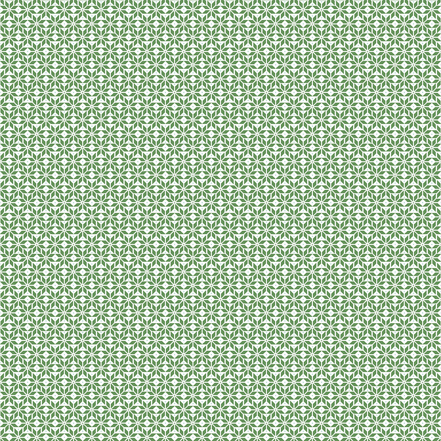 Pattern is A vintage-inspired, retro wallpaper design featuring atomic stars and geometric festive motifs in Blue, Pink, and White. (Includes specialty sparkle) from The Claus & Co. collection by Melissa Mortenson for Riley Blake Designs captures the nostalgic magic of an imagined North Pole. This festive line features whimsical houses, vintage ornaments, poinsettias, and candy canes.